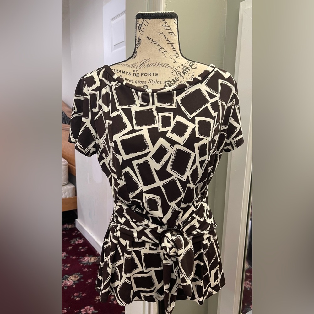 Perceptions Black and White Wrap Sheath blouse and skirt set